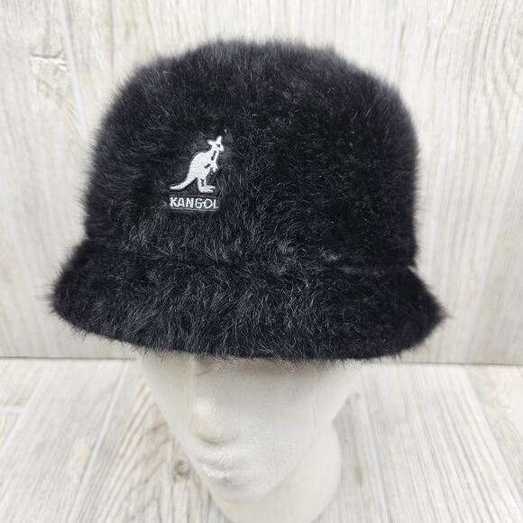 Vintage‎ NWT Kangol Bucket Bin Hat Black Furgora Fuzzy Angora Blend Medium - Picture 1 of 6